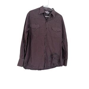 Brooks & Dunn Men Purple Black Gray Panhandle Slim Western Button Up Shirt Large